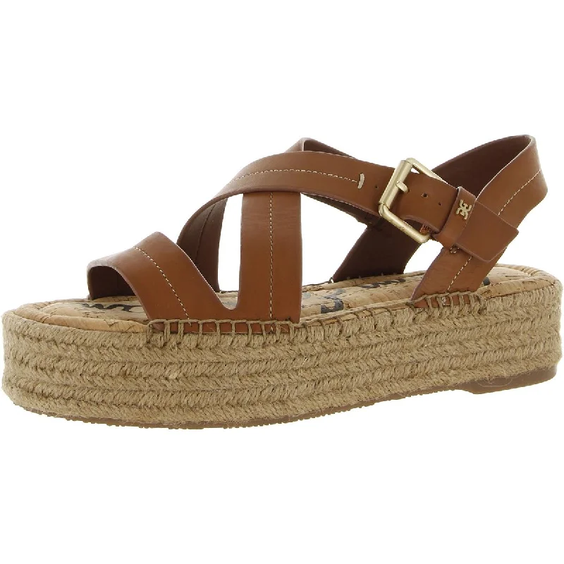 Women's Cork - Soled Espadrille Sandals with a Rope - Trimmed Upper in Navy for a Summer VibeSam Edelman Womens Aisling Leather Strappy Platform Sandals