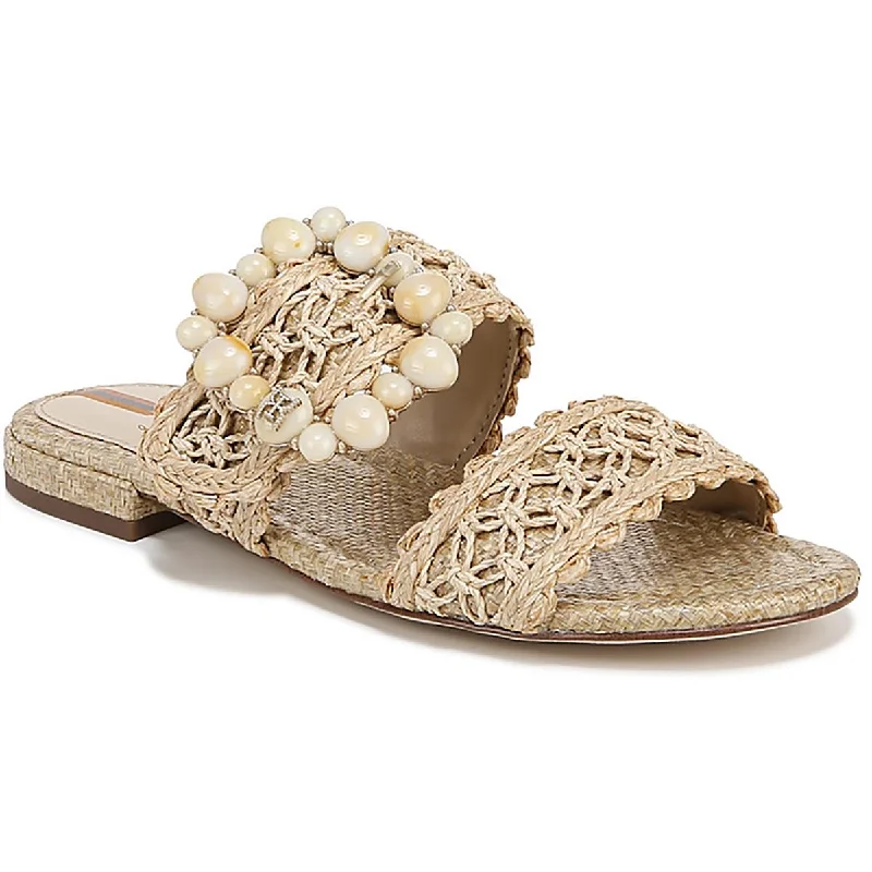 Women's Sandals with a Glitter - Coated Strap in Gold for a Sparkly Summer OutfitSam Edelman Womens Woven Buckle Slide Sandals