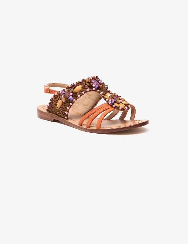 Women's Leather - Strapped Sandals with a Braided Detail in Brown for a Rustic AppealSandal In Brown