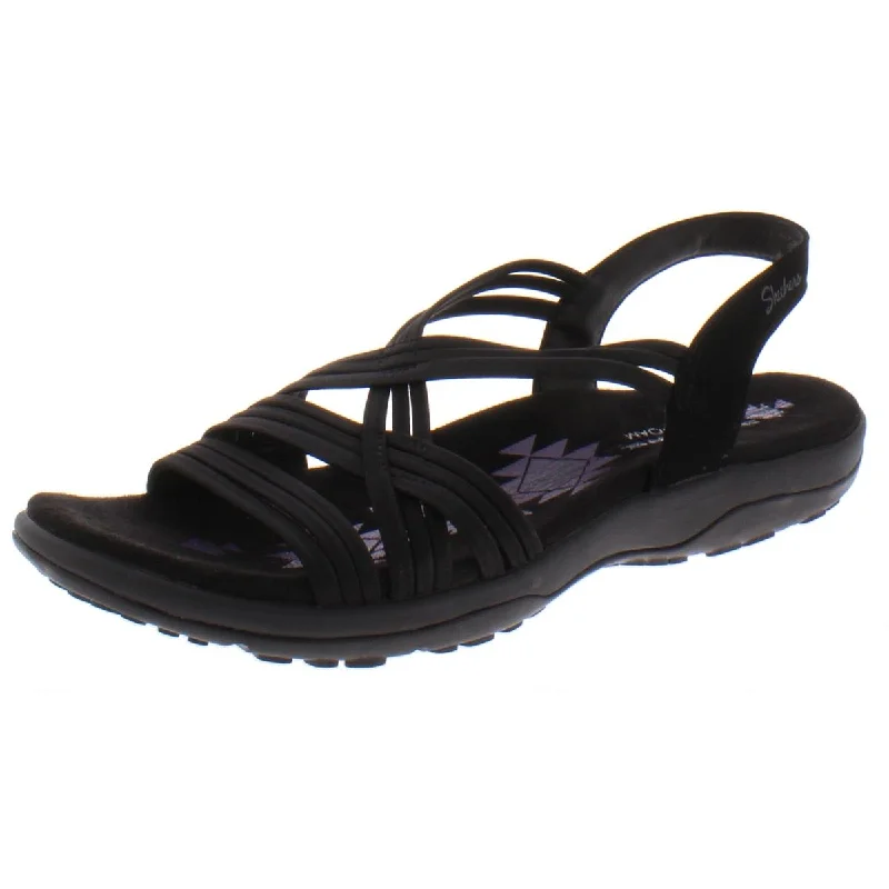 Plus Size Women's Wide - Width Platform Sandals in Black for Added Comfort and HeightSkechers Womens Raggae Slim-Simply Stretch Strappy Memory Foam Slingback Sandals