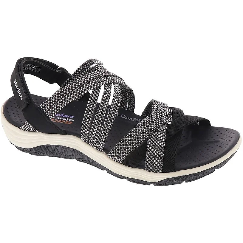 Women's Leather - Strapped Sandals with a Braided Detail in Brown for a Rustic AppealSkechers Womens Reggae Cup Slingback Adjustable Flat Sandals