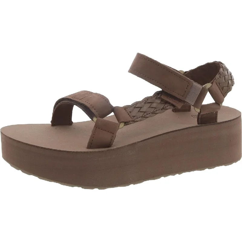 Women's Leather - Strapped Sandals with a Braided Detail in Brown for a Rustic AppealTeva Womens Leather Slip On Wedge Sandals