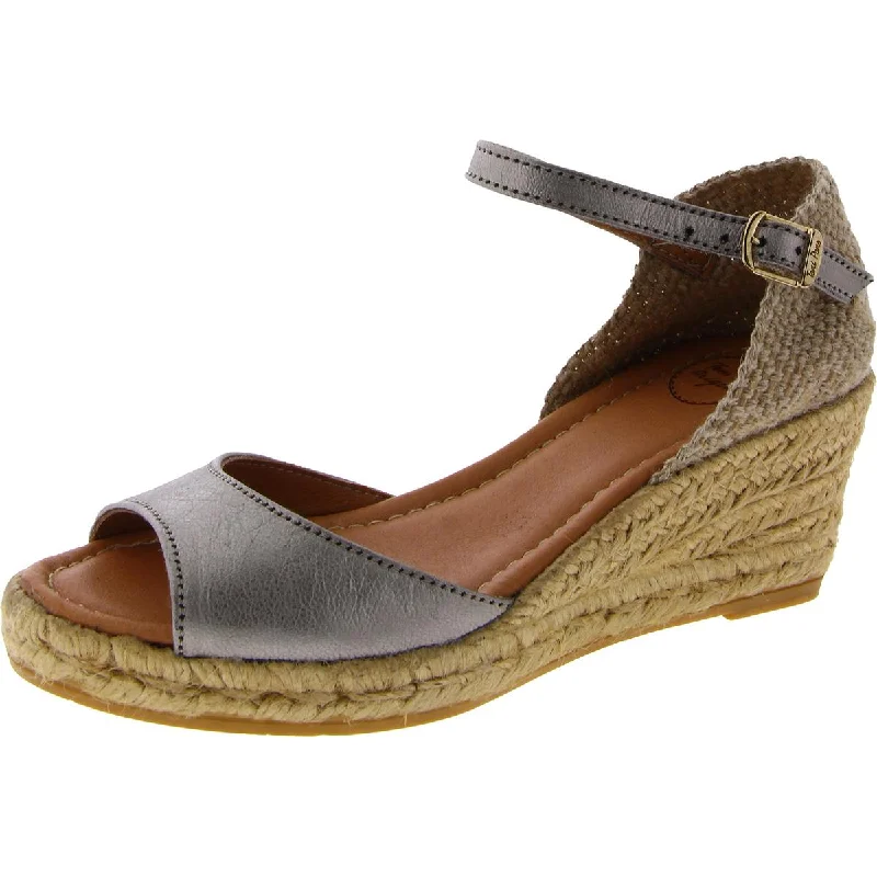 Women's Cork - Soled Espadrille Sandals with a Rope - Trimmed Upper in Navy for a Summer VibeToni Pons Womens Leather Ankle Strap Wedge Sandals