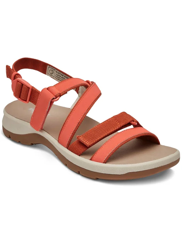 Women's Leather - Strapped Sandals with a Braided Detail in Brown for a Rustic AppealTrail Tech Multi Womens Faux Leather Slip On Wedge Sandals