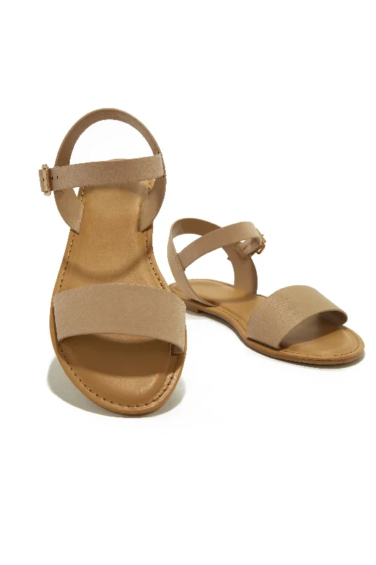 Women's Leather - Strapped Sandals with a Braided Detail in Brown for a Rustic AppealTulum Style Flat Sandals - Nude