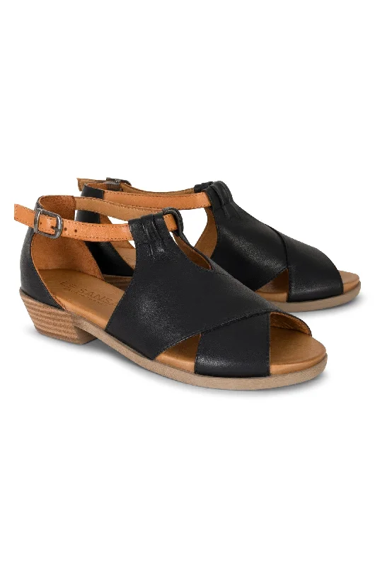 Sustainable Women's Recycled Material Sandals in Beige for Eco - Conscious ShoppersTurkish soft Leather Sandal | BLACK/TAN | DIGBY AB