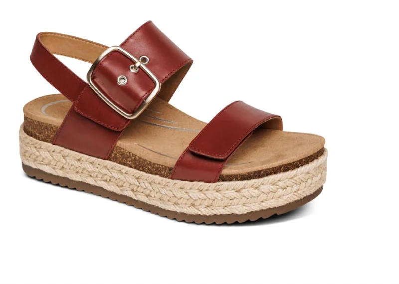 Women's Sandals with a Wedge Heel and a Tassel Detail in Orange for a Trendy LookVania Arch Support Platform Sandal In Red