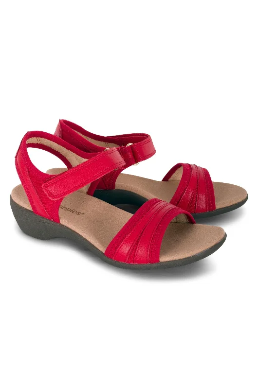 Elastic - Strap Women's Sandals with a Padded Toe in Teal for Easy On - and - OffVelcro fastening Leather Sandal | Red Maple | AMAZING AB