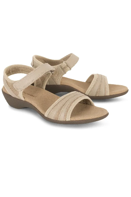 Women's Sandals with a Wedge Heel and a Tassel Detail in Orange for a Trendy LookVelcro fastening Leather Sandal | TAUPE | AMAZING AB