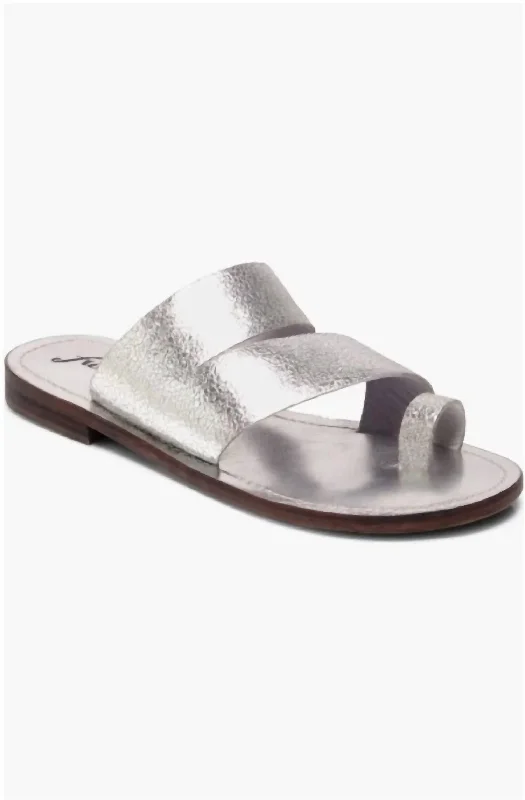 Women's Sandals with a Glitter - Coated Strap in Gold for a Sparkly Summer OutfitWomen Abilene Toe Loop Sandal In Silver