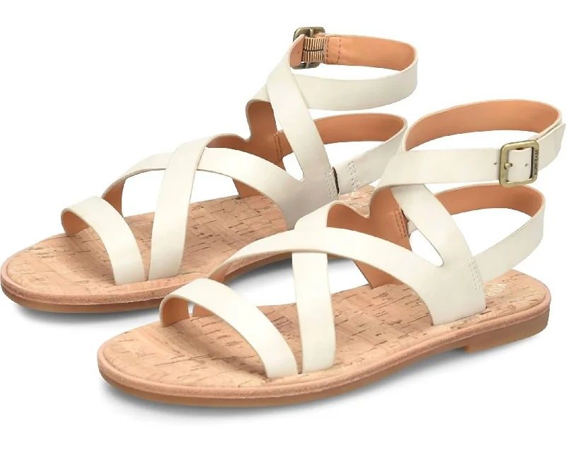 Shock - Absorbing Women's Sandals with a Soft Insole in Black for Active LifestylesWomen's Bryleigh Flat Sandal In Cream Leather