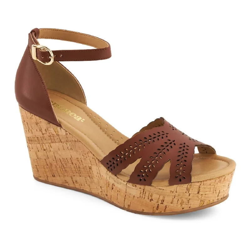 Plus Size Women's Wide - Width Platform Sandals in Black for Added Comfort and HeightWomen's Cork Wedge Espadrilles Sandal In Brown