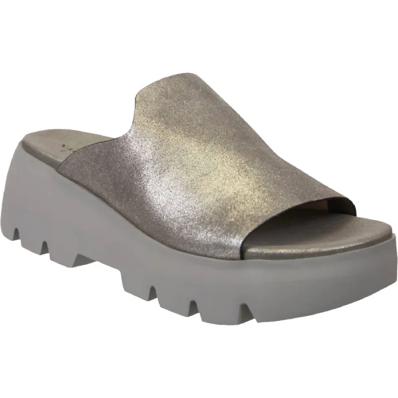 Plus Size Women's Wide - Width Platform Sandals in Black for Added Comfort and HeightWomen's Drift Platform Sandals In Silver