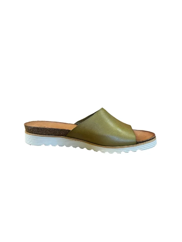 Women's Flat Slide Sandals with a Memory Foam Insole in White for All - Day ComfortWomen's Jamie Sandal In Olive