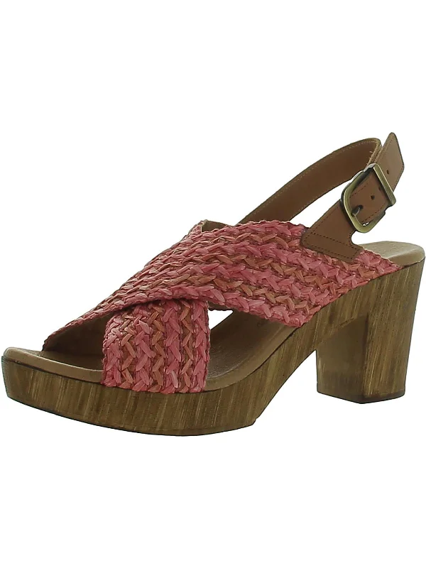 Women's Sandals with a Wedge Heel and a Tassel Detail in Orange for a Trendy LookWomens Leather Woven Heels