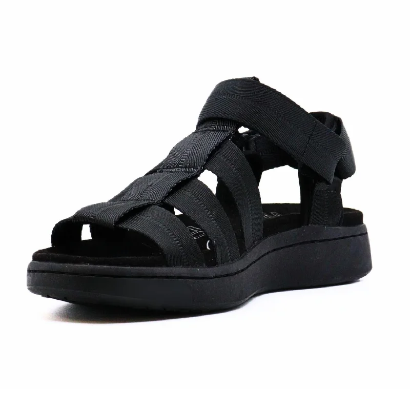 Women's Flat Slide Sandals with a Memory Foam Insole in White for All - Day ComfortWomen's Line Fisherman Sandals In Black