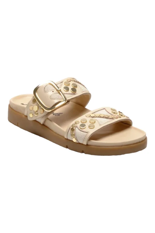 Women's Strappy Gladiator Sandals with Buckle Closures in Tan for a Boho LookWomen's Revelry Studded Sandal In Plaster